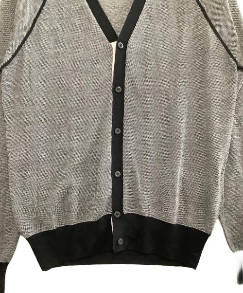 PRADA（プラダ）PRADA (プラダ) 薄手カーディガン ブラック×ホワイト サイズ:50の古着・服飾アイテム