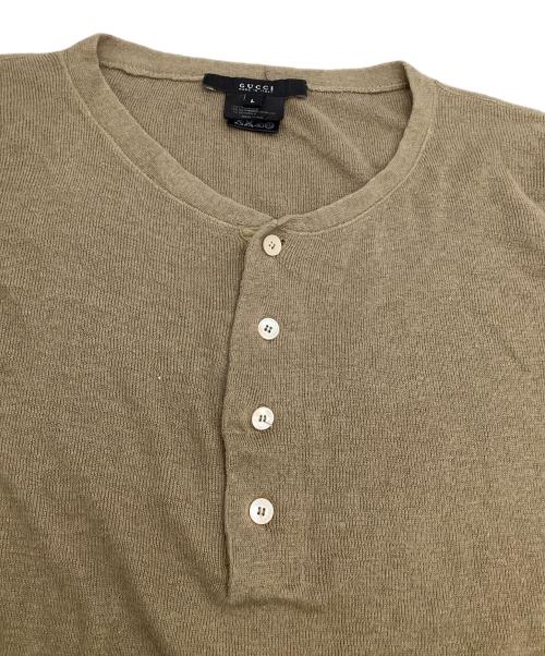 GUCCI（グッチ）GUCCI (グッチ) 長袖ニット　ヘンリーネック ブラウン サイズ:Lの古着・服飾アイテム