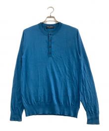 DOLCE & GABBANA（ドルチェ＆ガッバーナ）の古着「長袖薄手ニット　ヘンリーネック」｜ブルー