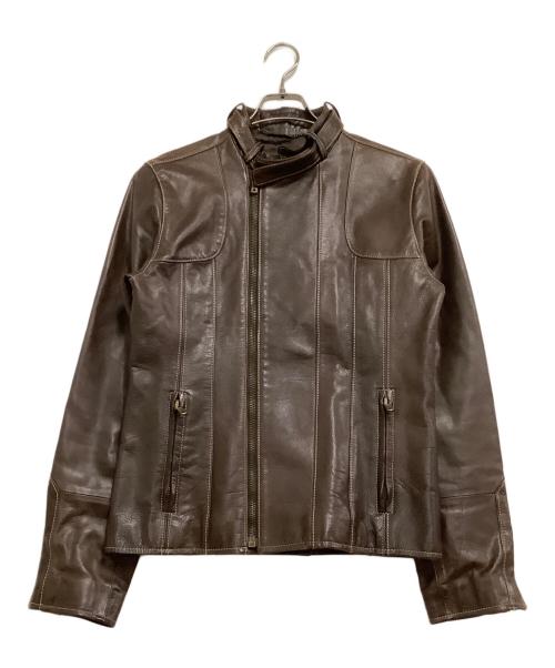 DOLCE & GABBANA（ドルチェ＆ガッバーナ）DOLCE & GABBANA (ドルチェ＆ガッバーナ) レザージャケット ブラウン サイズ:44の古着・服飾アイテム