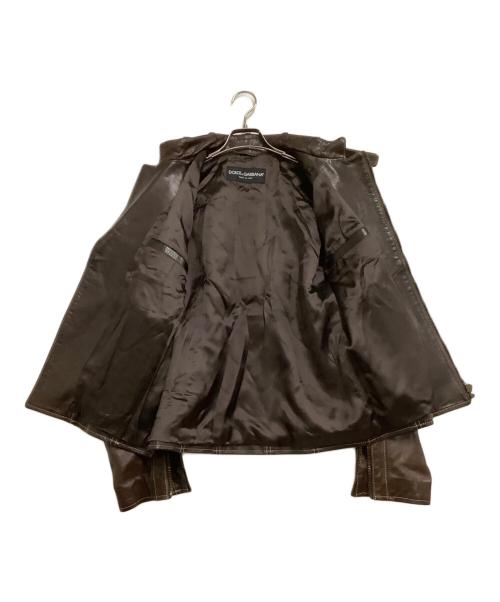 DOLCE & GABBANA（ドルチェ＆ガッバーナ）DOLCE & GABBANA (ドルチェ＆ガッバーナ) レザージャケット ブラウン サイズ:44の古着・服飾アイテム