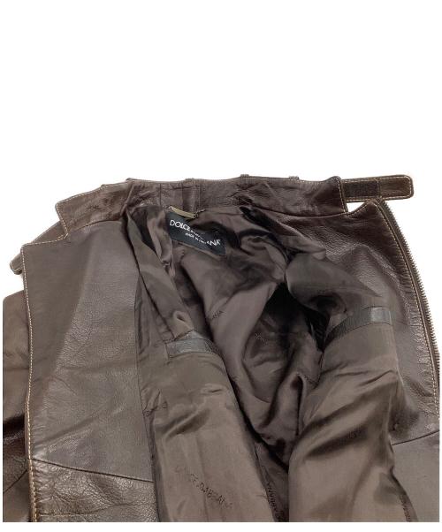 DOLCE & GABBANA（ドルチェ＆ガッバーナ）DOLCE & GABBANA (ドルチェ＆ガッバーナ) レザージャケット ブラウン サイズ:44の古着・服飾アイテム