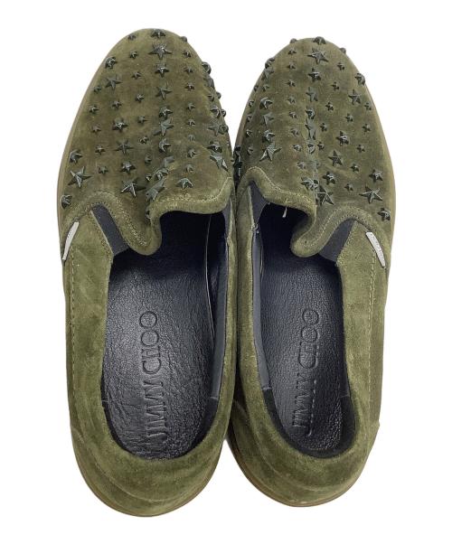 JIMMY CHOO（ジミーチュウ）JIMMY CHOO (ジミーチュウ) スタースタッズスリッポン グリーン サイズ:43の古着・服飾アイテム