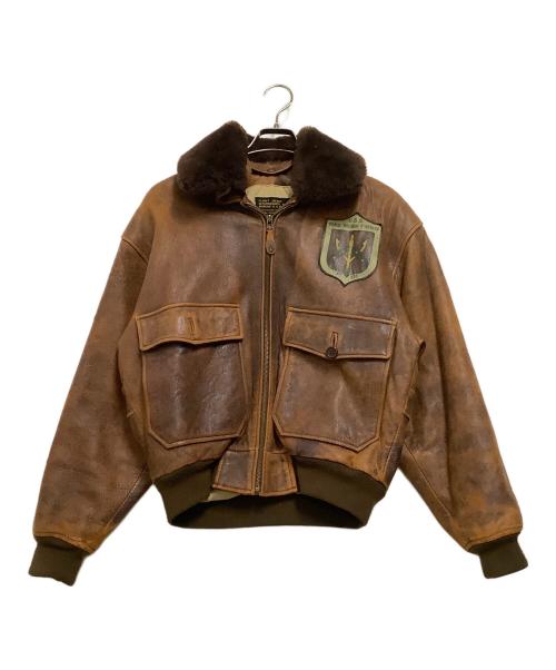 US NAVY（ユーエスネイビー）US NAVY (ユーエスネイビー) ラムレザージャケット ブラウン サイズ:Sの古着・服飾アイテム