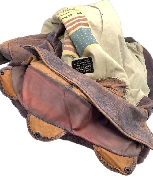 US NAVY（ユーエスネイビー）US NAVY (ユーエスネイビー) ラムレザージャケット ブラウン サイズ:Sの古着・服飾アイテム