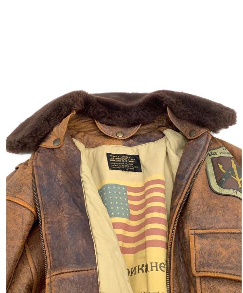 US NAVY（ユーエスネイビー）US NAVY (ユーエスネイビー) ラムレザージャケット ブラウン サイズ:Sの古着・服飾アイテム