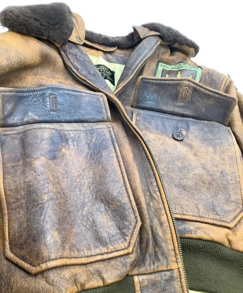 US NAVY（ユーエスネイビー）US NAVY (ユーエスネイビー) ラムレザージャケット ブラウン サイズ:Sの古着・服飾アイテム