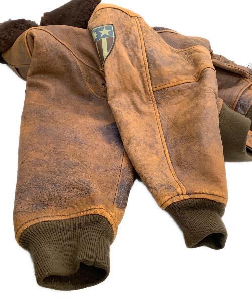 US NAVY（ユーエスネイビー）US NAVY (ユーエスネイビー) ラムレザージャケット ブラウン サイズ:Sの古着・服飾アイテム