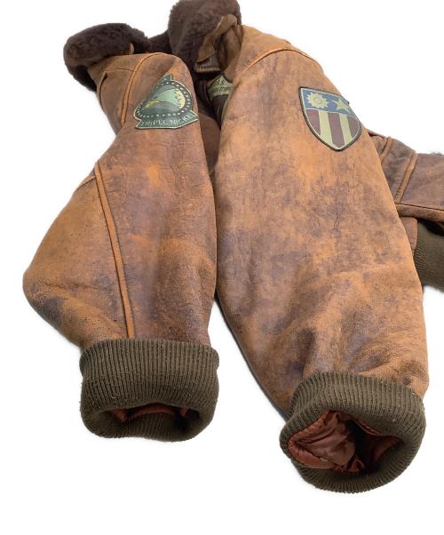 US NAVY（ユーエスネイビー）US NAVY (ユーエスネイビー) ラムレザージャケット ブラウン サイズ:Sの古着・服飾アイテム