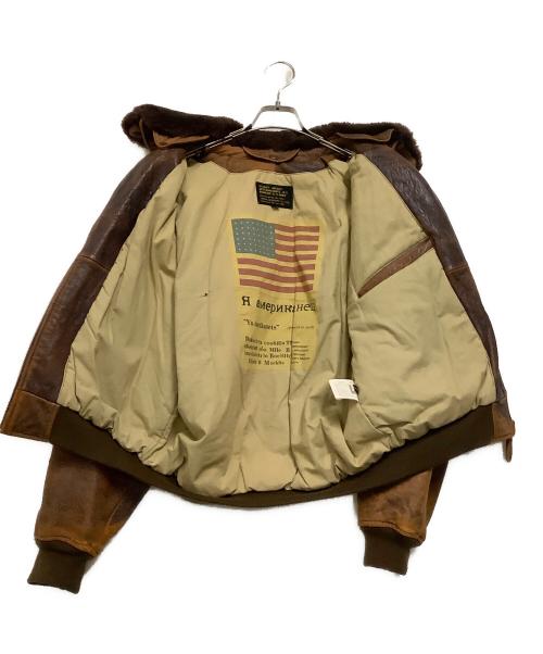 US NAVY（ユーエスネイビー）US NAVY (ユーエスネイビー) ラムレザージャケット ブラウン サイズ:Sの古着・服飾アイテム