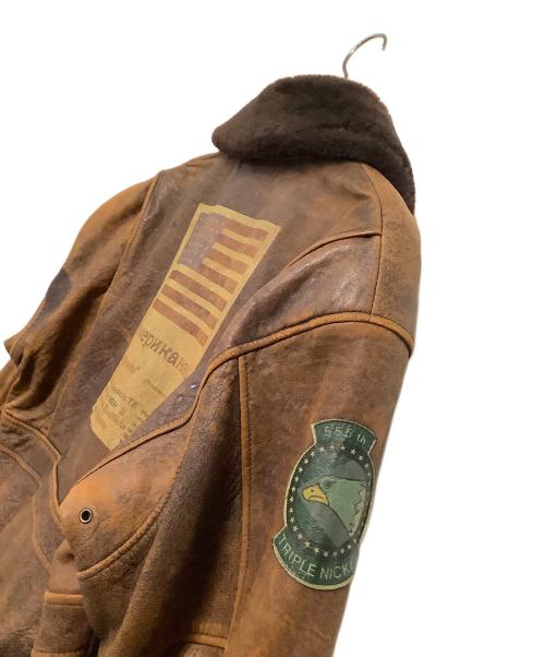 US NAVY（ユーエスネイビー）US NAVY (ユーエスネイビー) ラムレザージャケット ブラウン サイズ:Sの古着・服飾アイテム