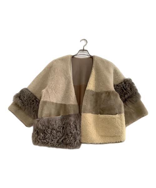 GALERIE VIE（ギャルリーヴィー）GALERIE VIE (ギャルリーヴィー) リバーシブルムートンジャケット ブラウン×ベージュ サイズ:36の古着・服飾アイテム