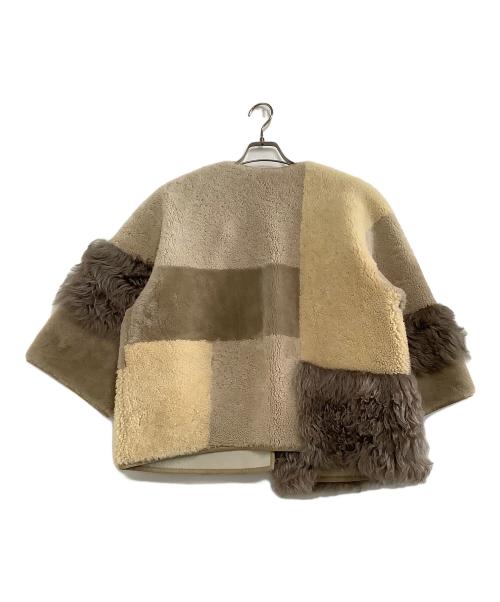 GALERIE VIE（ギャルリーヴィー）GALERIE VIE (ギャルリーヴィー) リバーシブルムートンジャケット ブラウン×ベージュ サイズ:36の古着・服飾アイテム