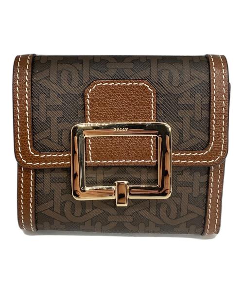 BALLY（バリー）BALLY (バリー) 3つ折り財布 ブラウン×ゴールドの古着・服飾アイテム