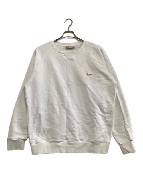 maison kitsune（メゾンキツネ）maison kitsune (メゾンキツネ) クルーネックスウェット　SWEATSHIRT TRICOLOR FOX PATCH ホワイト サイズ:XLの古着・服飾アイテム
