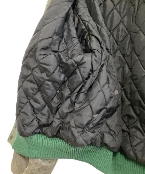 Roots（ルーツ）Roots (ルーツ) 刺繍ワッペンオールレザースタジャン グリーン×グレー サイズ:Lの古着・服飾アイテム