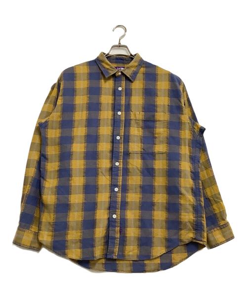 THE NORTHFACE PURPLELABEL（ザ・ノースフェイス パープルレーベル）THE NORTHFACE PURPLELABEL (ザ・ノースフェイス パープルレーベル) 長袖シャツ　Plaid Dobby Field Shirt　	25SS ネイビー×イエロー サイズ:Lの古着・服飾アイテム