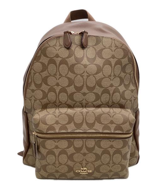 COACH（コーチ）COACH (コーチ) リュック シグネチャー ベージュ×ブラウンの古着・服飾アイテム