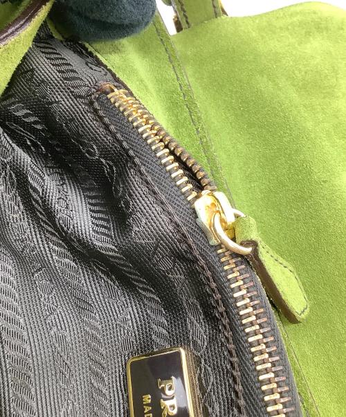 PRADA（プラダ）PRADA (プラダ) スウェードワンショルダーバッグ グリーンの古着・服飾アイテム