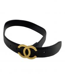 CHANEL（シャネル）の古着「レザーベルト ココマーク」｜ブラック