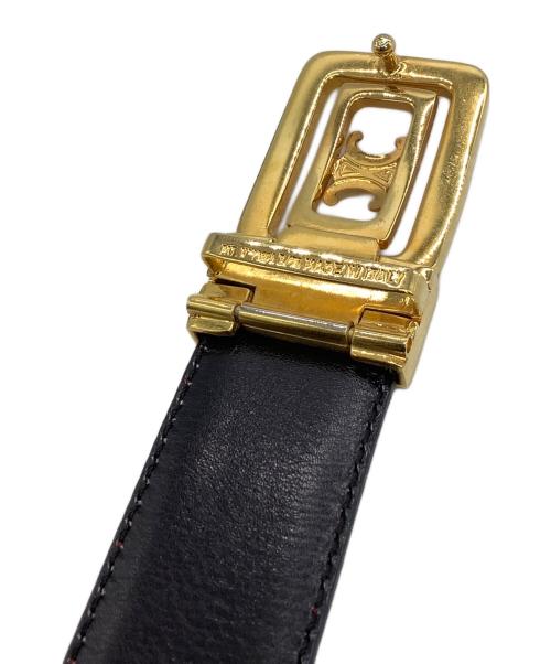 CELINE（セリーヌ）CELINE (セリーヌ) レザーベルト トリオンフ ワインレッド×ブラックの古着・服飾アイテム