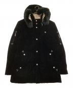BURBERRY BLACK LABELバーバリーブラックレーベル）の古着「ラビットファー付きベロアダウンジャケット」｜ブラック