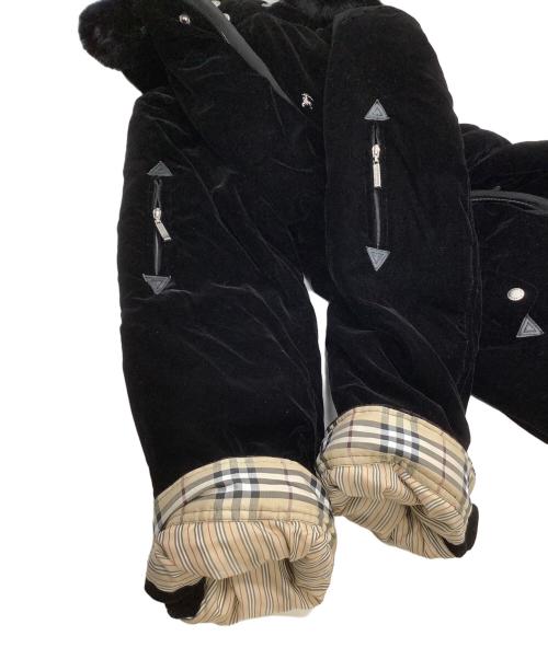 BURBERRY BLACK LABEL（バーバリーブラックレーベル）BURBERRY BLACK LABEL (バーバリーブラックレーベル) ラビットファー付きベロアダウンジャケット ブラック サイズ:Mの古着・服飾アイテム