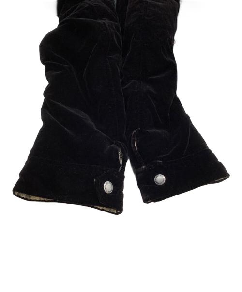 BURBERRY BLACK LABEL（バーバリーブラックレーベル）BURBERRY BLACK LABEL (バーバリーブラックレーベル) ラビットファー付きベロアダウンジャケット ブラック サイズ:Mの古着・服飾アイテム