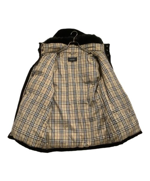 BURBERRY BLACK LABEL（バーバリーブラックレーベル）BURBERRY BLACK LABEL (バーバリーブラックレーベル) ラビットファー付きベロアダウンジャケット ブラック サイズ:Mの古着・服飾アイテム