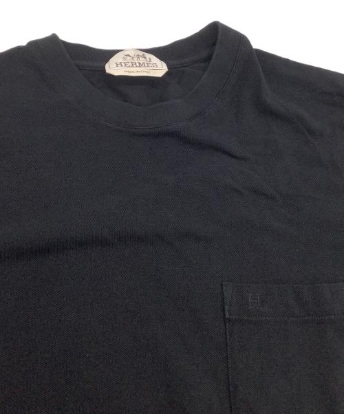 HERMES（エルメス）HERMES (エルメス) 半袖カットソー　H刺繍 ブラック サイズ:Mの古着・服飾アイテム