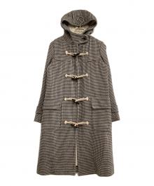 DRAWER（ドゥロワー）の古着「ダッフルコート　千鳥格子」｜ブラック