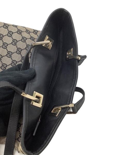 GUCCI（グッチ）GUCCI (グッチ) トートバッグ　GGキャンバス ブラック×ベージュの古着・服飾アイテム