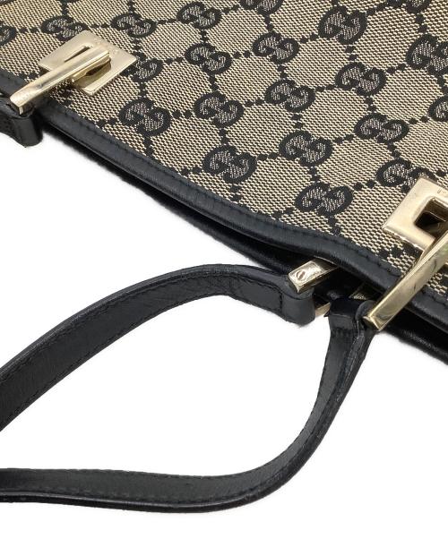 GUCCI（グッチ）GUCCI (グッチ) トートバッグ　GGキャンバス ブラック×ベージュの古着・服飾アイテム