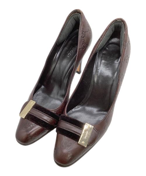 GUCCI（グッチ）GUCCI (グッチ) ヒールパンプス グッチシマ ボルドー サイズ:36の古着・服飾アイテム
