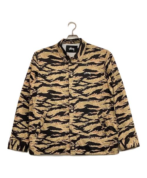 stussy（ステューシー）stussy (ステューシー) コーチジャケット　タイガーカモ ベージュ×ブラック サイズ:Mの古着・服飾アイテム