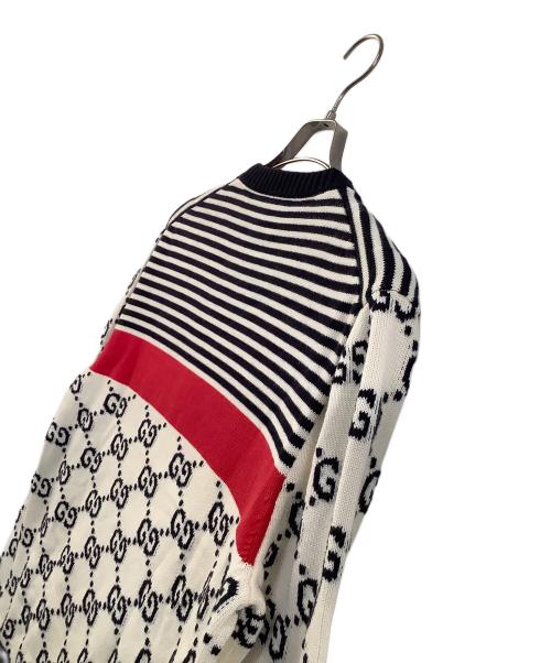 GUCCI（グッチ）GUCCI (グッチ) ニット ホワイト×レッド サイズ:XLの古着・服飾アイテム