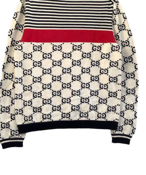 GUCCI（グッチ）GUCCI (グッチ) ニット ホワイト×レッド サイズ:XLの古着・服飾アイテム