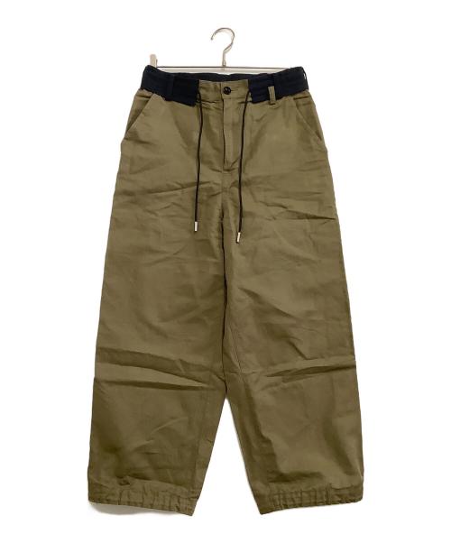 sacai（サカイ）sacai (サカイ) スラックス　22SS コットンリネンドローストリングパンツ オリーブ サイズ:1の古着・服飾アイテム