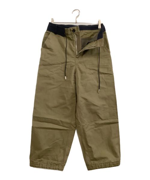 sacai（サカイ）sacai (サカイ) スラックス　22SS コットンリネンドローストリングパンツ オリーブ サイズ:1の古着・服飾アイテム