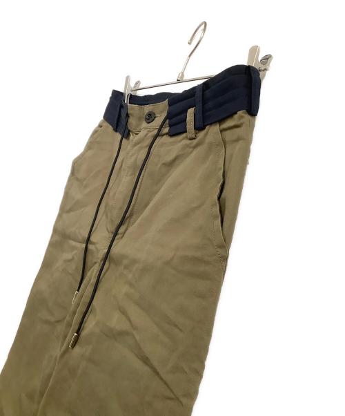 sacai（サカイ）sacai (サカイ) スラックス　22SS コットンリネンドローストリングパンツ オリーブ サイズ:1の古着・服飾アイテム