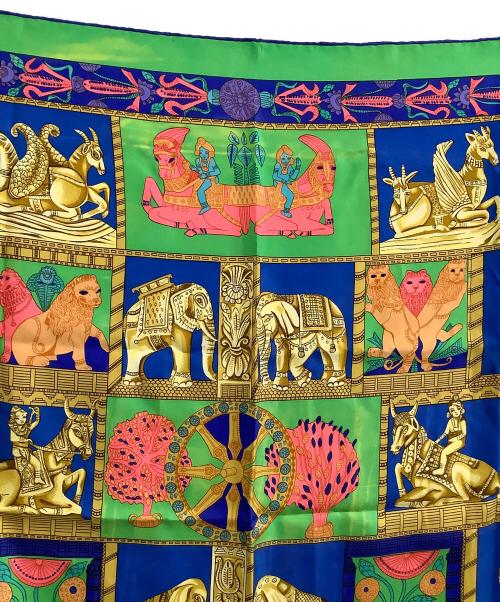 HERMES（エルメス）HERMES (エルメス) シルクスカーフ torana グリーン×ブルーの古着・服飾アイテム