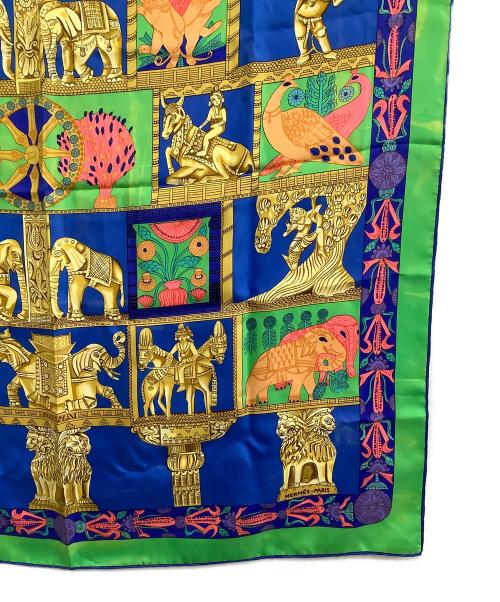 HERMES（エルメス）HERMES (エルメス) シルクスカーフ torana グリーン×ブルーの古着・服飾アイテム