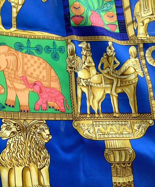 HERMES（エルメス）HERMES (エルメス) シルクスカーフ torana グリーン×ブルーの古着・服飾アイテム