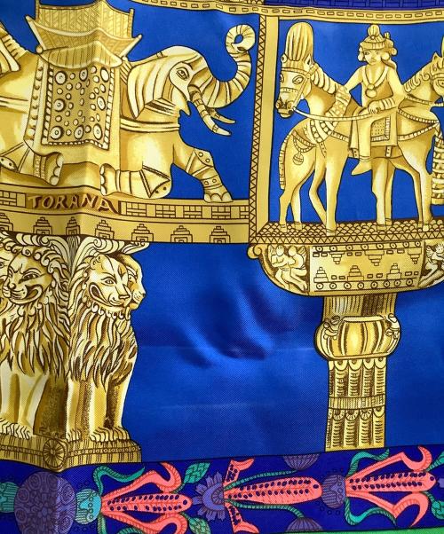 HERMES（エルメス）HERMES (エルメス) シルクスカーフ torana グリーン×ブルーの古着・服飾アイテム