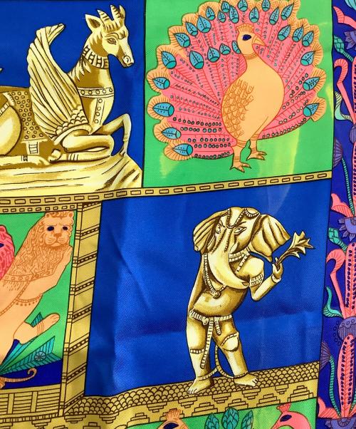 HERMES（エルメス）HERMES (エルメス) シルクスカーフ torana グリーン×ブルーの古着・服飾アイテム