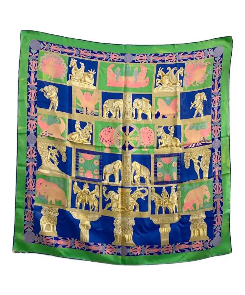 HERMES（エルメス）HERMES (エルメス) シルクスカーフ torana グリーン×ブルーの古着・服飾アイテム