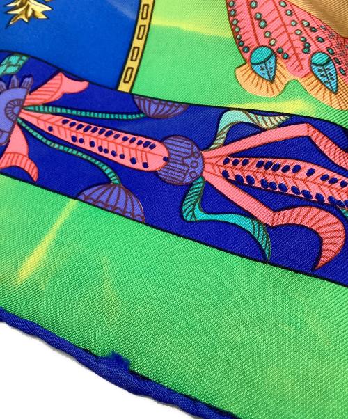 HERMES（エルメス）HERMES (エルメス) シルクスカーフ torana グリーン×ブルーの古着・服飾アイテム