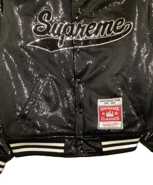 SUPREME（シュプリーム）SUPREME (シュプリーム) MITCHELL & NESS (ミッチェルアンドネス) コーチジャケット　SEQUIN VARSITY JACKET ブラック サイズ:Lの古着・服飾アイテム