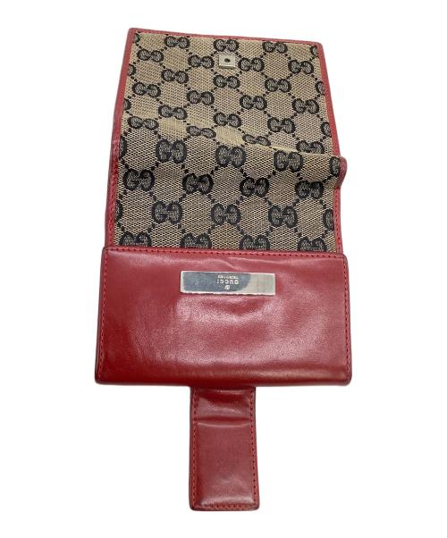 GUCCI（グッチ）GUCCI (グッチ) 2つ折り財布 GG レッド×ブラウンの古着・服飾アイテム