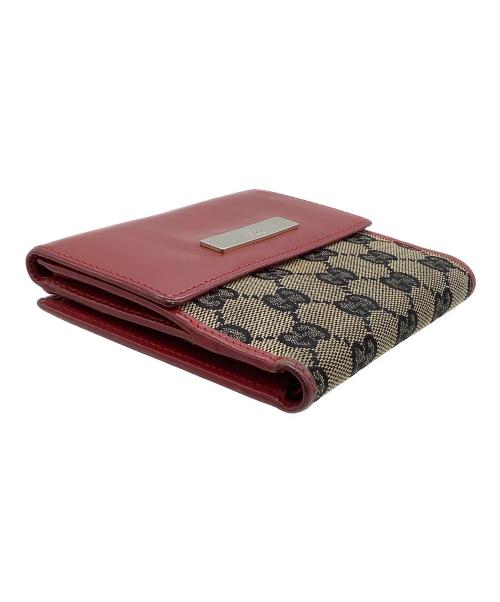 GUCCI（グッチ）GUCCI (グッチ) 2つ折り財布 GG レッド×ブラウンの古着・服飾アイテム